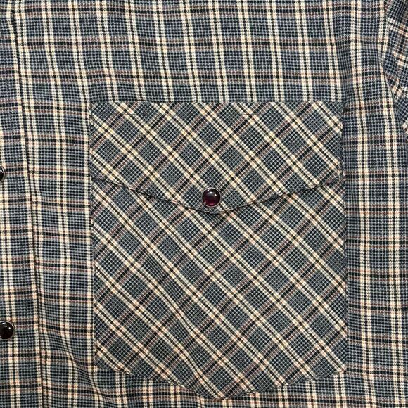 Crazy Cowboy vtg Men's Plaid Pearl Snap Shirt Long Sleeve Multicolor L - Picture 6 of 7